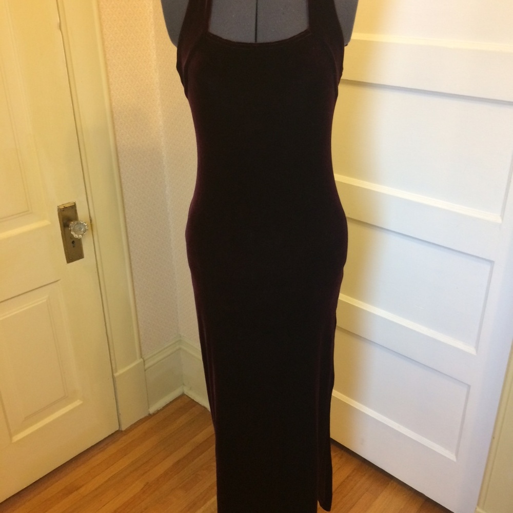 Burgundy Stretch Velvet Dress